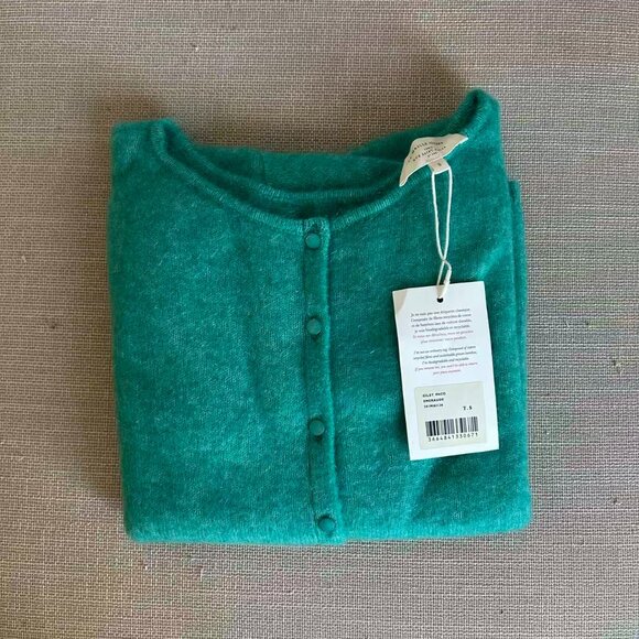 NWT Sezane Paco Cardigan Small Sweater Reversible Emerald Blue Mohair - Picture 4 of 9